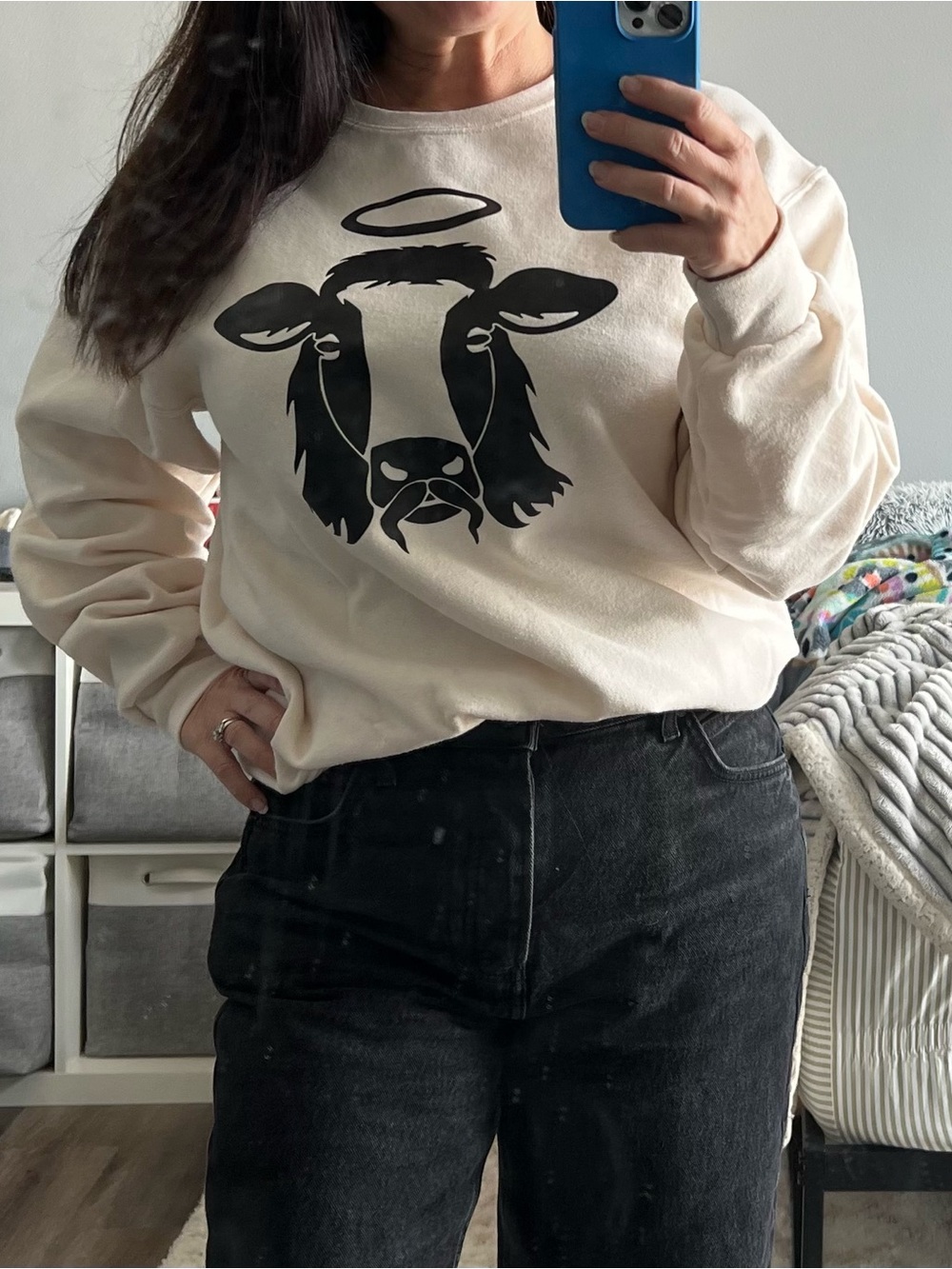 Jerzees Cream Pullover with Branded Neck Tag